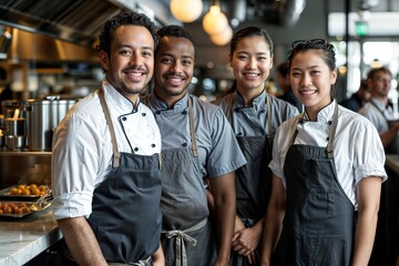 Diverse Group of Restaurant Employees Providing Hospitality