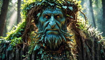 Forest Druid. Ancient Forest Guardian Enshrined in Verdant Woodland.