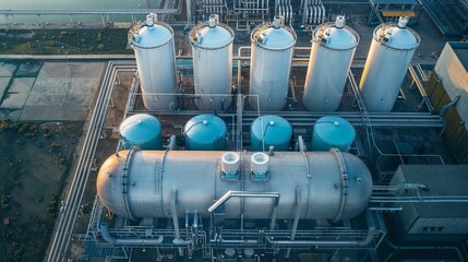  View of Hydrogen Energy Storage, Industrial Tanks and Piping Infrastructure