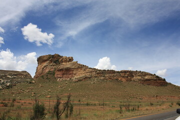 landscape with blue sky and white clouds