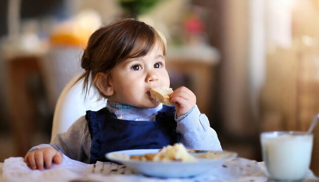 Generated image of baby eating at home