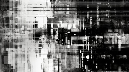 Abstract black and white glitch background. Generative AI