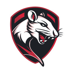 Vector esports logotype rat on white background, logo rat, icon rat, sticker rat, symbol rat, emblem rat, mouse