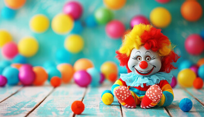 Colorful Carnival Clown - Photography Backdrop
A vibrant toy clown surrounded by a festive array of multicolored balls creates a cheerful atmosphere.