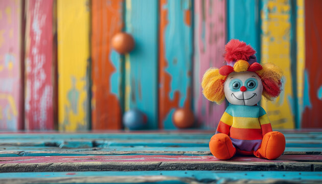 Festive Fantasy Clown - Photography Background
Amidst a flurry of bokeh lights, a toy clown's colorful attire and whimsical hat evoke a festive fantasy.