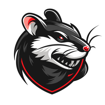 Vector esports logotype rat on white background, logo rat, icon rat, sticker rat, symbol rat, emblem rat, mouse