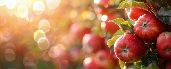 Red Apples Hanging From Tree - obrazy, fototapety, plakaty