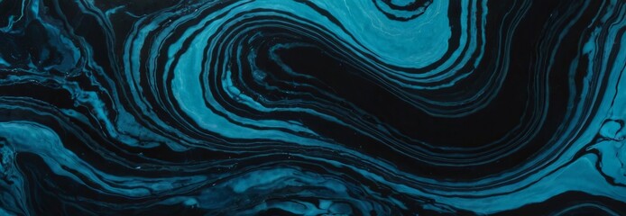 abstract liquid art painting using alcohol ink technique. Liquid design illustration Mix of blue waves and black. Wallpaper background with luxury decorative elements - obrazy, fototapety, plakaty