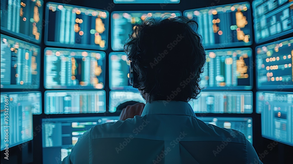 Aufkleber A man operational Security and Supervision of IT Infrastructures. Generative AI.