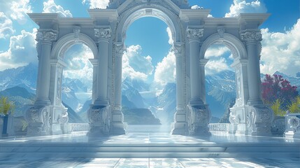 Beautiful gate of heaven. Generative AI.