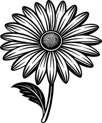 minimalist sunflower summer flower element single vector graphic black silhouette illustration