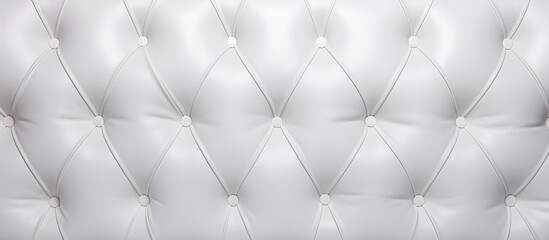 Obraz premium A detailed view of a white leather headboard featuring a clean and elegant design. The focus is on the texture and styling of the headboard, showcasing its modern aesthetic.