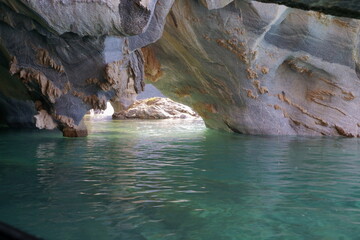 Marble cathedral and caves on lake shores