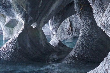 Marble cathedral and caves on lake shores - obrazy, fototapety, plakaty