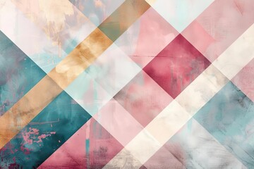 Elegant abstract art composition featuring a harmonious blend of geometric shapes and pastel colors with metallic accents Ideal for sophisticated backgrounds
