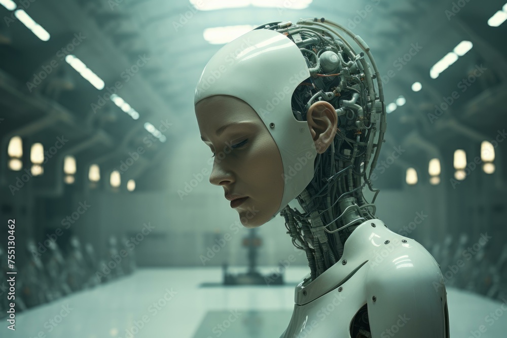 Poster efficient robot mind. future digital automated. generate ai