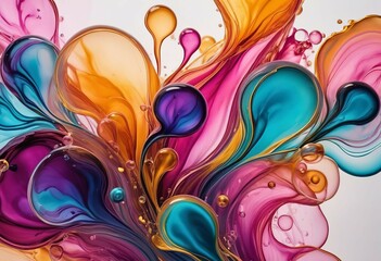 Bright spilled colors in motion. Bright splash of colors. Drawing with a brush. Creativity, drawing, art.