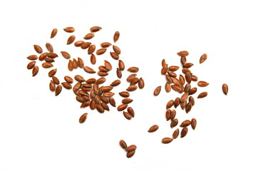 flax seeds isolated on white background. Top view