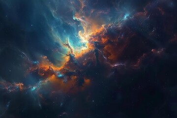 Obraz na płótnie Canvas Stellar nebula illustration Showcasing a breathtaking cosmic landscape with vibrant colors and celestial phenomena