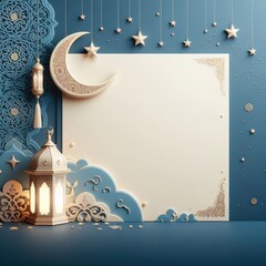 Ramadan, Eid mubarak moon and mosque beautiful background
 - obrazy, fototapety, plakaty