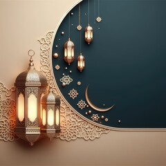 Ramadan, Eid mubarak moon and mosque beautiful background
