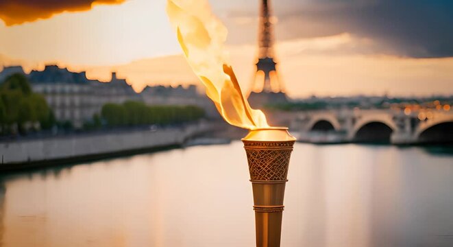 Olympic torch in Paris. Paris Olympic Games.