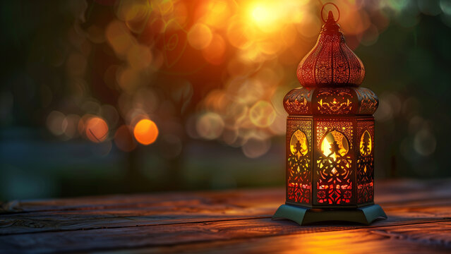 Glowing Arabic Lantern: A Symbol of Ramadan Kareem