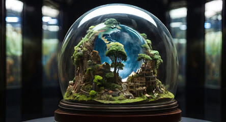 Natural landscape under a transparent dome