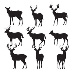 A black silhouette Deer set 
