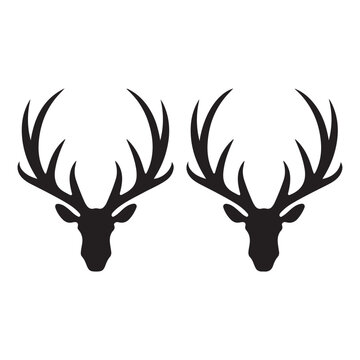 A black silhouette Deer horns icon set
