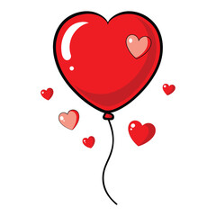 Red heart shape balloons in vector