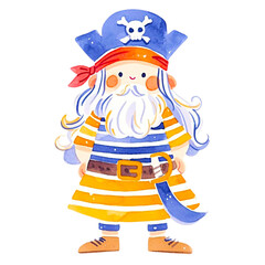 Watercolor Pirate PNG.