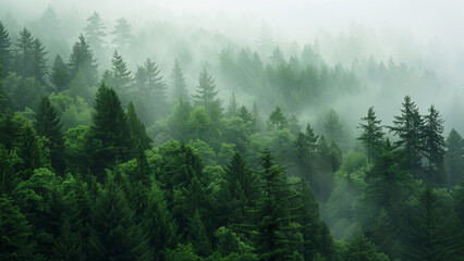 Into the Woods: A Journey Through the Misty Evergreens of the Pacific Northwest - obrazy, fototapety, plakaty