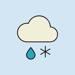 Cloud with snow and rain vector icon. Weather sign