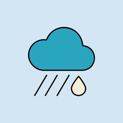 Raincloud with raindrop vector icon. Weather sign