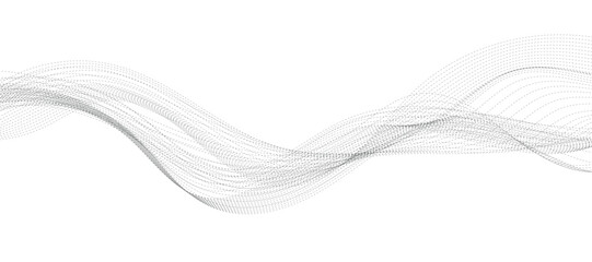Abstract wave element for design. Digital frequency track equalizer. Stylized line art background. Vector illustration. Wave with lines created using blend tool. Curved wavy line, smooth stripe.