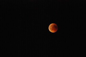 Lunar eclipse, eclipse of the moon in complete darkness with a clear sky