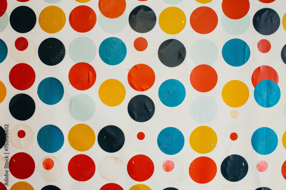 Poster a pattern of polka dots with different colors and sizes