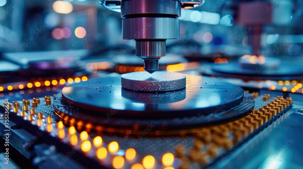 Poster manufacturing wafers using lithography machines. generative ai.