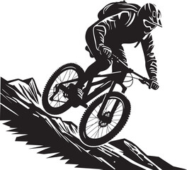 Naklejka premium Chasing the Thrill on Two Wheels Mountain Bike Logo Forging Your Path Off Road Cyclist Icon Design