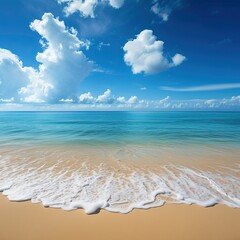 Beautiful sandy beach with blue sky