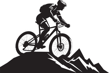 Fototapeta premium Mountain Trailblazer Exploring Heights Alpine Rider Emblem Pedaling Pathways