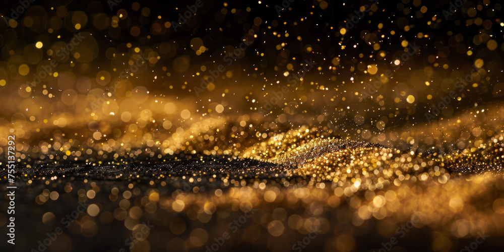 Aufkleber this image features a dynamic golden wave with sparkling particles and a beautiful bokeh effect, sym