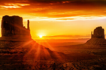 Sunrise view in the Monument valley. USA. - 755138268