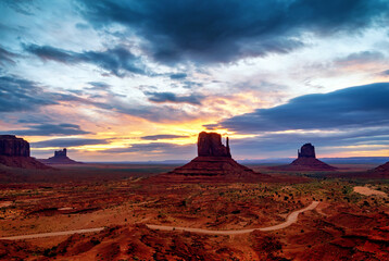 Sunrise view in the Monument valley. USA.