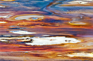 Abstract nature background. Texture of Porcelain Basin in Yellowstone national park, USA - 755138621