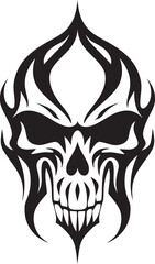 Haunting Harmony Abstract Skull Ink Fusion Symbolic Shadows Vector Tattoo Design Icon