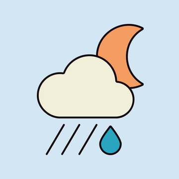 recommend clip art: Raincloud with raindrop moon icon. Weather sign