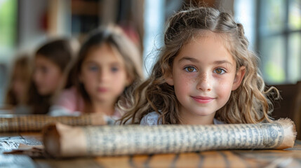 Envision children searching for the hidden afikomen during the Passover Seder, a playful tradition symbolizing the quest for hidden truths and treasures