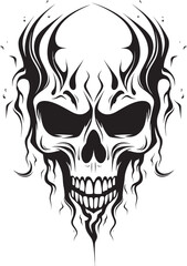 Ethereal Etchings Abstract Skull Graphics Enigmatic Echo Tattooed Vector Symbol